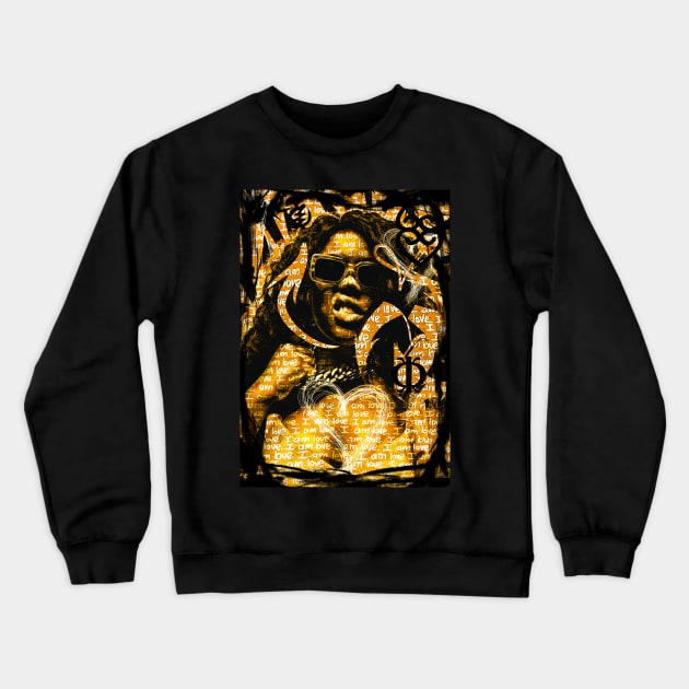 I am Love Black Woman Urban Pop Art Yellow Crewneck Sweatshirt by Glass Table Designs